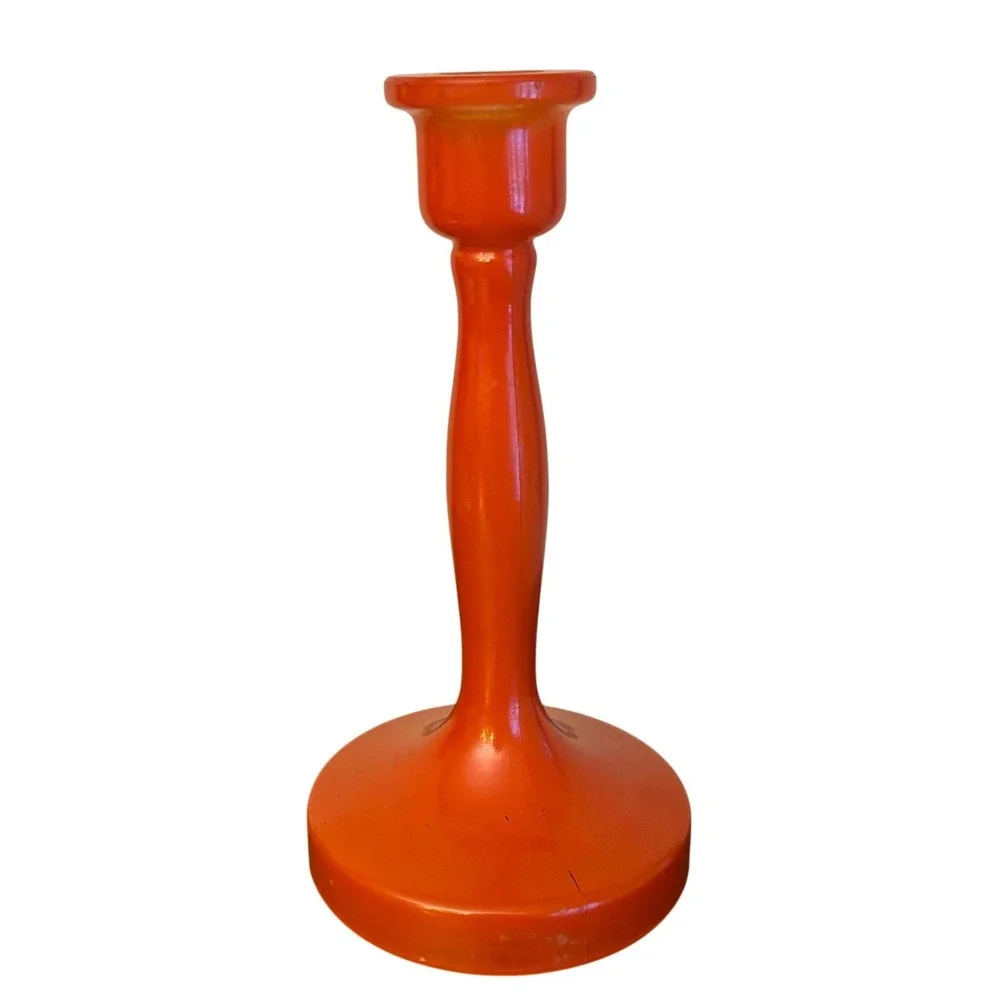 Old Flame Candlestick Co. Wynonna & Naomi Tangerine Colored Glass Candle Holder